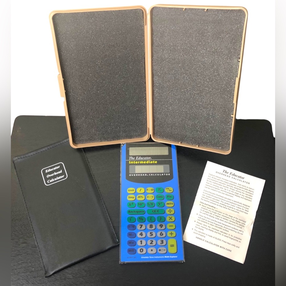 Vintage 90s SPC Educator Overhead Calculator + Keeper Case Texas Inst. TI-12